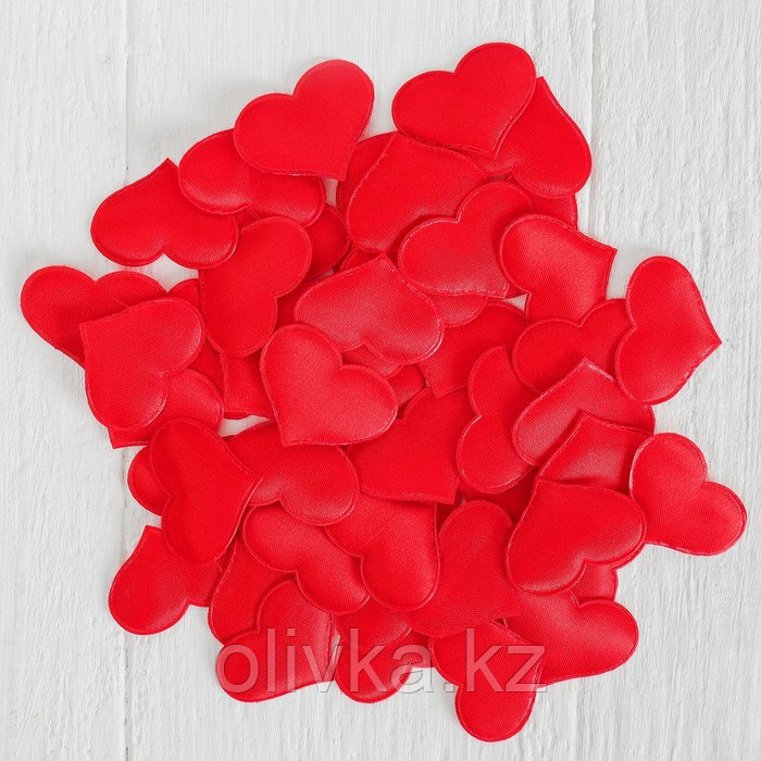 Сердечки декоративные, набор 50 шт., 3,2 см, цвет красный - фото 2 - id-p110910293