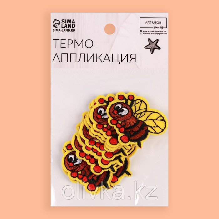 Термоаппликация «Пчёлка», 4 × 3,5 см, цвет разноцветный - фото 4 - id-p110911973