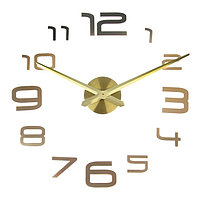 Часы-наклейка, серия: DIY, "Акстелл", плавный ход, d-120 см, 1 АА, золотистые