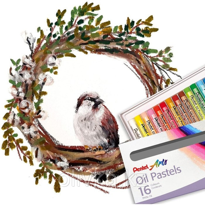 Пастель масляная, 16 цветов, Pentel, 8/60 мм, в картоне - фото 9 - id-p110911208