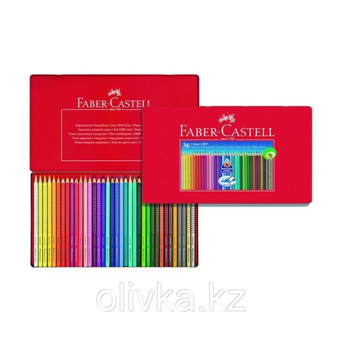 Карандаши 36 цветов Faber-Castell GRIP 2001 трёхгранные, в металлической коробке - фото 1 - id-p110913800