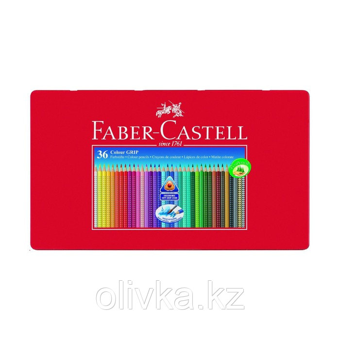 Карандаши 36 цветов Faber-Castell GRIP 2001 трёхгранные, в металлической коробке - фото 2 - id-p110913800