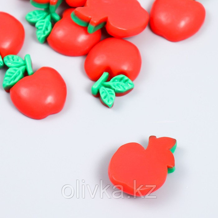 Декор для творчества пластик "Красное яблоко с листиками" набор 10 шт 3х1,7 см - фото 2 - id-p110942960