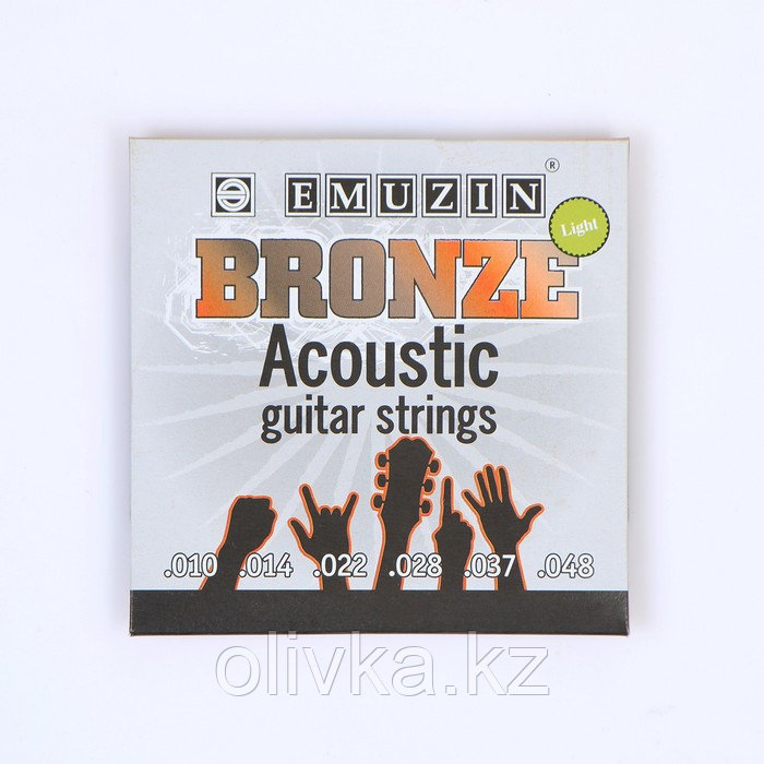 Струны для акустической гитары "BRONZE" с обмоткой из фосфорной бронзы /.010 - .048/ - фото 1 - id-p110928579