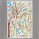 Наклейка пластик интерьерная цветная "Деревце с клеткой и птичками" 60х90 см, фото 2