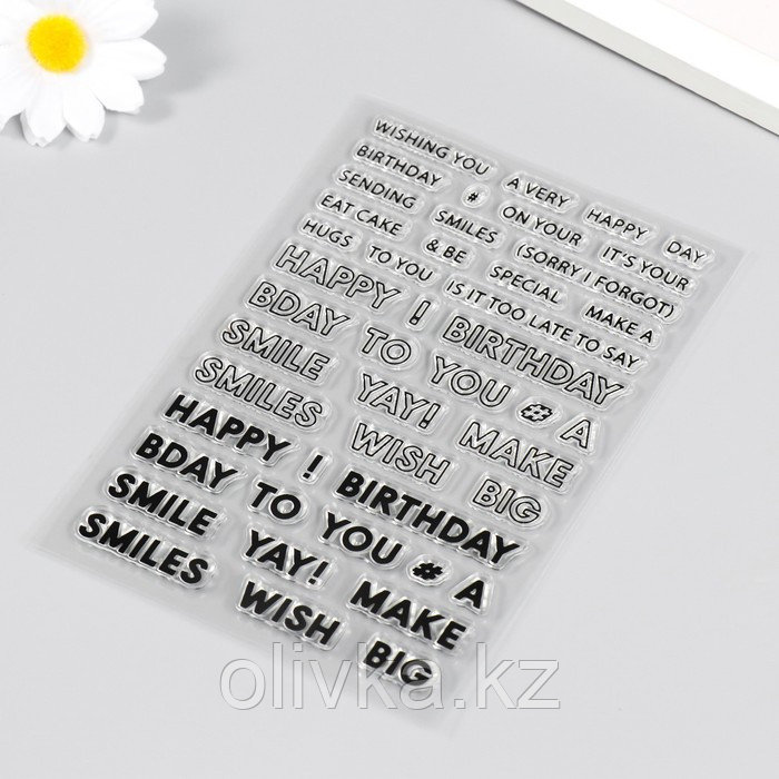 Штамп для творчества силикон "День рождения. Надписи с поздравлениями" 16х11 см - фото 2 - id-p110947973