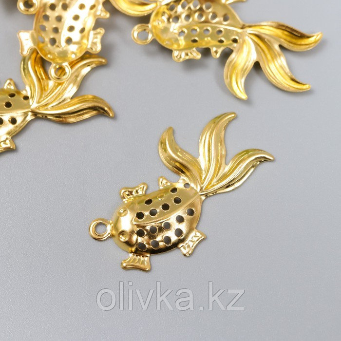 Декор металл для творчества "Золотая рыбка" золото WA-745 2,5х3,6 см - фото 1 - id-p110928583
