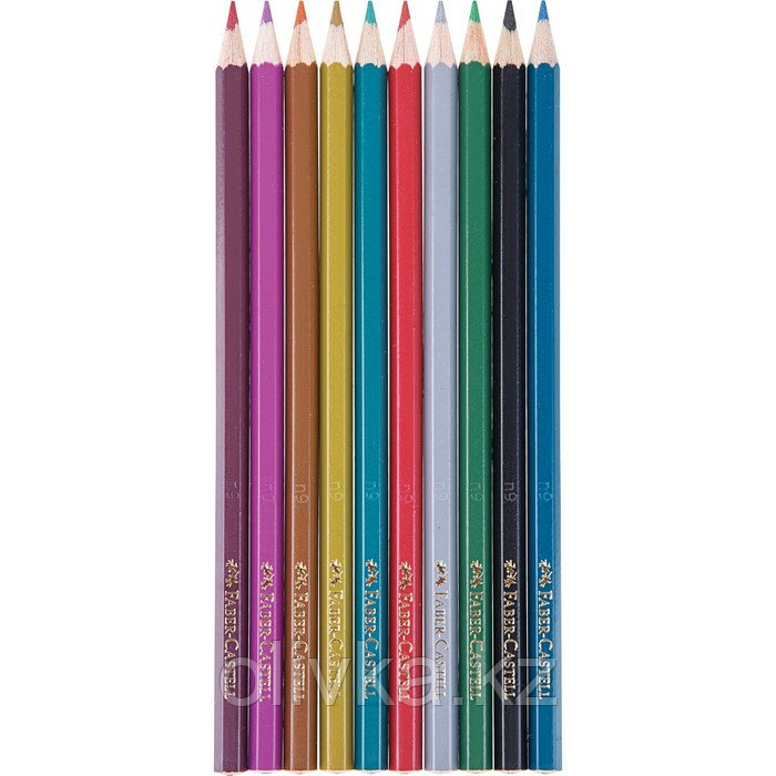 Карандаши цветные Faber-Castell, 10 цветов, металлик, заточенные, в картонной упаковке - фото 2 - id-p110930449