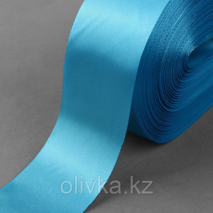 Лента атласная, 50 мм × 100 ± 5 м, цвет ярко-голубой - фото 1 - id-p110914791