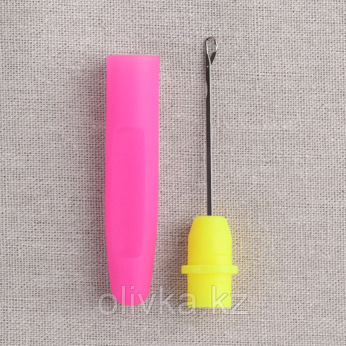 Игла для поднятия петель, с колпачком, 14 см, d = 0,8 мм, цвет розовый/жёлтый - фото 3 - id-p110911241