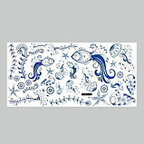 Наклейка пластик интерьерная цветная "Рыбы и медузы" синяя 60х30 см, фото 2