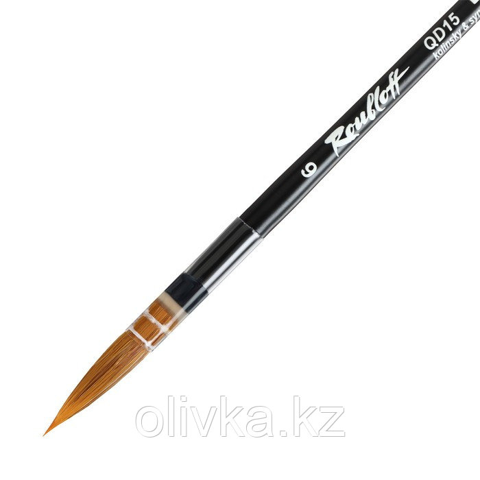 Кисть для акварели из смеси колонка и синтетики, круглая Roubloff серия QD15 №6, короткая ручка, плёночная - фото 2 - id-p110937279