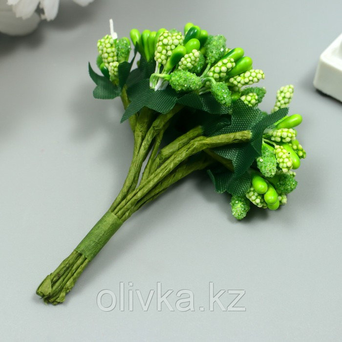 Цветы для декорирования "Соцветие" зелёный 1 букет=12 цветов 8,5 см - фото 2 - id-p110932386
