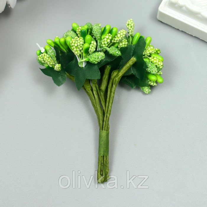 Цветы для декорирования "Соцветие" зелёный 1 букет=12 цветов 8,5 см - фото 3 - id-p110932386