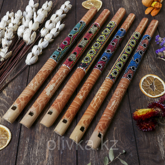 Музыкальный инструмент бамбук "Флейта Этнический орнамент" 35x2,5x2,5 см - фото 1 - id-p110918330