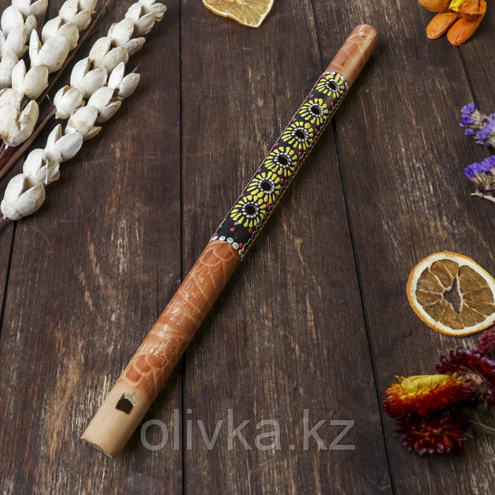 Музыкальный инструмент бамбук "Флейта Этнический орнамент" 35x2,5x2,5 см - фото 2 - id-p110918330