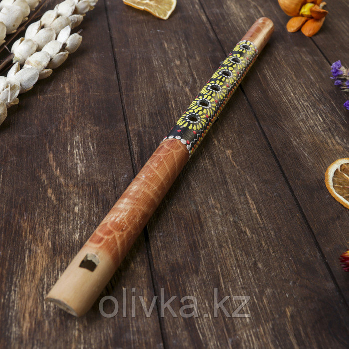 Музыкальный инструмент бамбук "Флейта Этнический орнамент" 35x2,5x2,5 см - фото 4 - id-p110918330