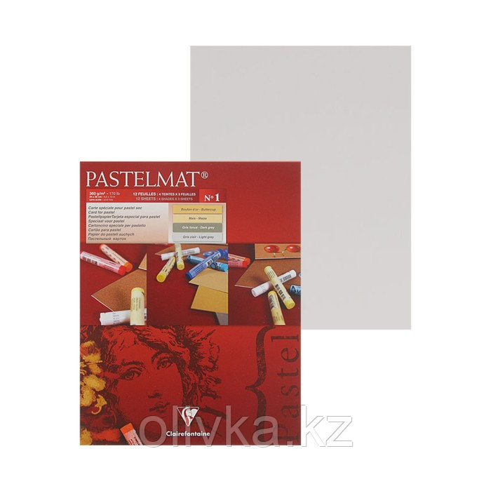 Альбом для пастели В4 240*300 мм Clairefontaine Pastelmat 12 листов склейка 360 г/м2, 4цв 96017С