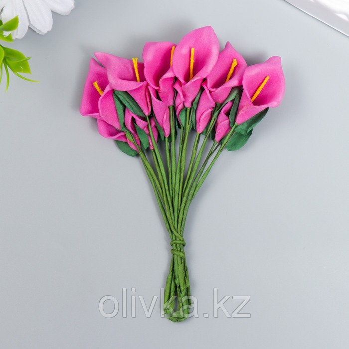 Цветы для декорирования "Розовые каллы" 1 букет=12 цветов 11 см - фото 1 - id-p110922958