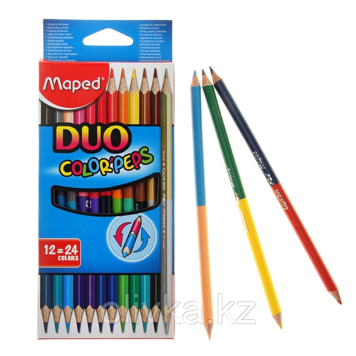 Карандаши двухцветные Maped Сolor Peps, трёхгранные, 24 цвета - 12 штук, европодвес - фото 1 - id-p110909421