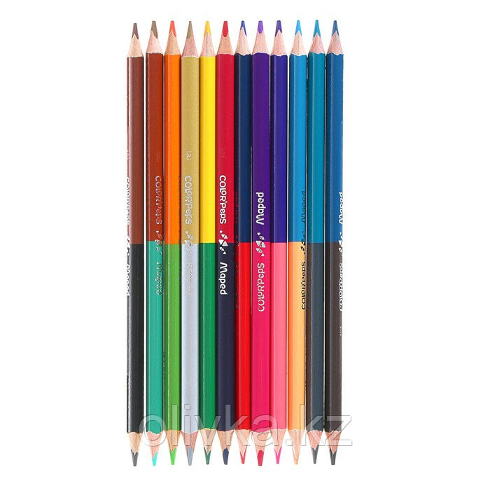 Карандаши двухцветные Maped Сolor Peps, трёхгранные, 24 цвета - 12 штук, европодвес - фото 4 - id-p110909421