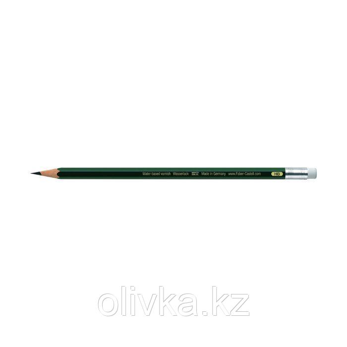 Карандаш художественный чёрнографитный Faber-Castel CASTELL® 9000 профессиональные HB с ластиком зелёный - фото 3 - id-p110913873