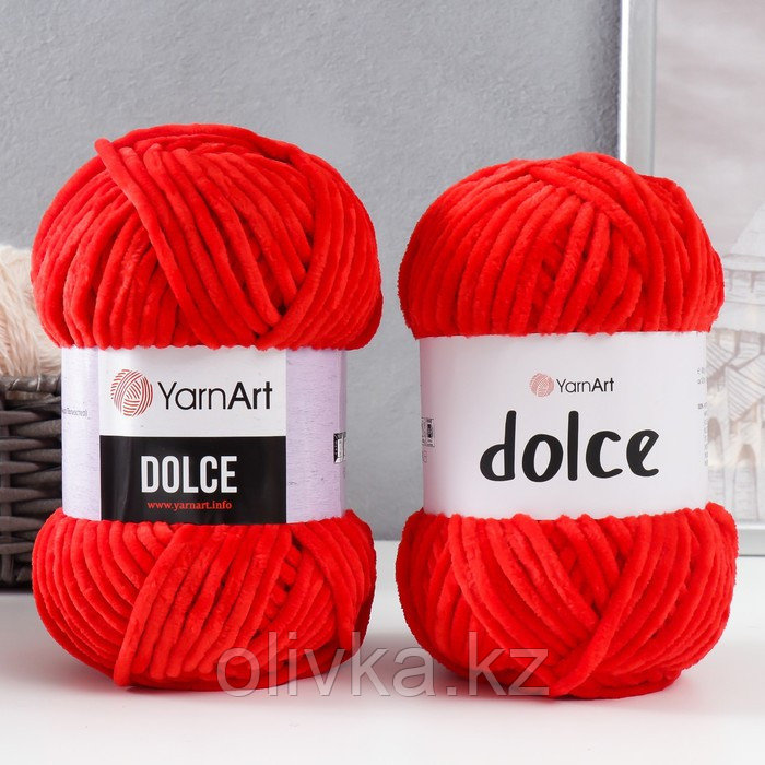 Пряжа "Dolce" 100% микрополиэстер 120м/100гр (748 красный) - фото 1 - id-p110914834