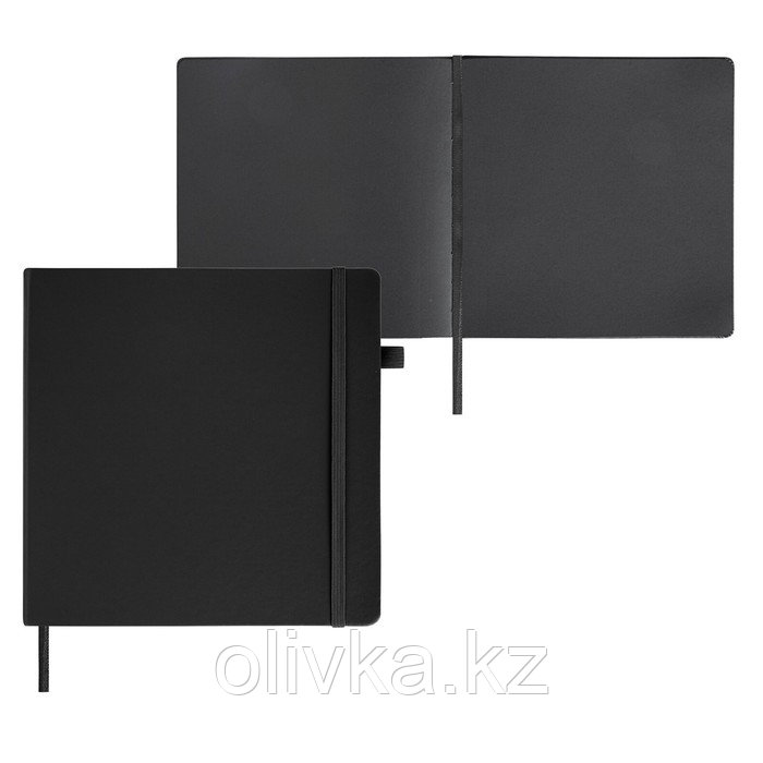Скетчбук черная бумага 140г/м 200*200 мм BRAUBERG ART CLASSIC 80л, кожзам 113204 - фото 2 - id-p110945025