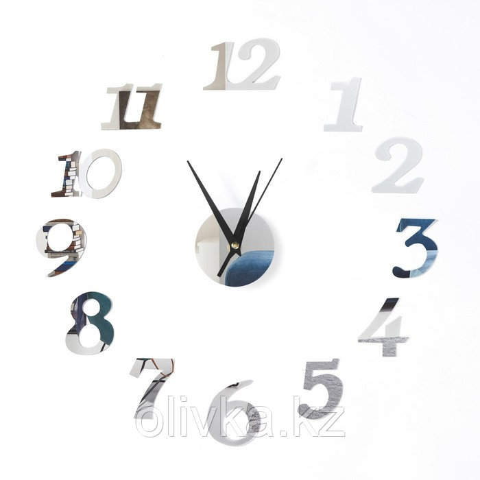 Часы-наклейка "Ясмина", d-45 см, сек. стрелка 13 см, цифра 7.5 х 5 см, серебро - фото 4 - id-p110925737