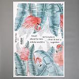 Наклейка пластик интерьерная "Фламинго и пальмовые листья" 30х90 см набор 2 листа, фото 2