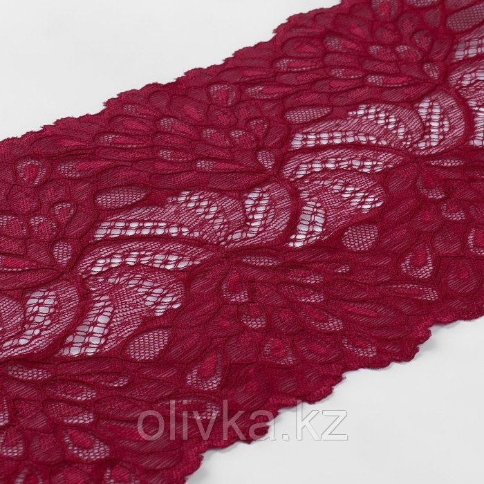Кружевная эластичная ткань «Павлиний хвост», 180 мм × 2,7 ± 0,5 м, цвет бордовый - фото 2 - id-p110923920
