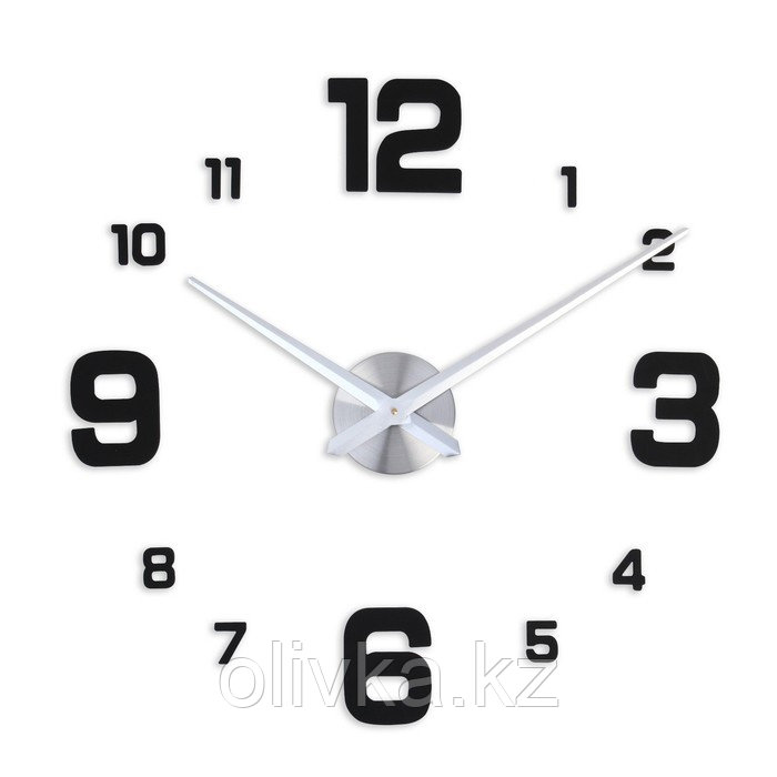 Часы-наклейка, серия: DIY, "Эндерлин", плавный ход, d-120 см, 1 АА, серебристо-черные