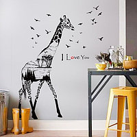 Наклейка пластик интерьерная "Жираф с птицами" 60х90 см