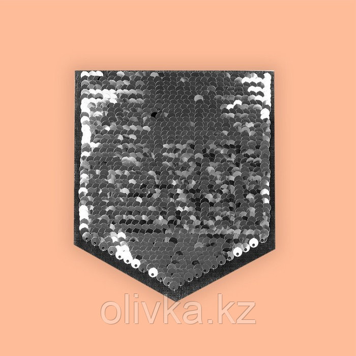 Термоаппликация двусторонняя «Карман», с пайетками, 12 × 10,5 см, цвет чёрный/серебряный - фото 3 - id-p110919346
