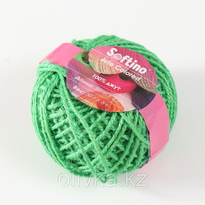 Пряжа 100% джут "Softino Jute Colored" 50м ±2м мятный 50 гр - фото 1 - id-p110944082