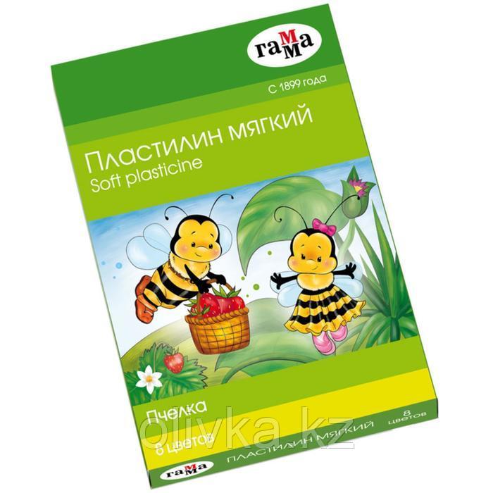 Пластилин мягкий (восковой), 8 цветов, 120 г, Гамма "Пчелка", со стеком - фото 1 - id-p110909519