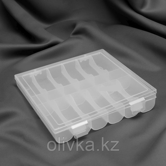 Органайзер для ниток, 18 отделений, 20 × 19,5 × 3,5 см, цвет прозрачный - фото 2 - id-p110919370