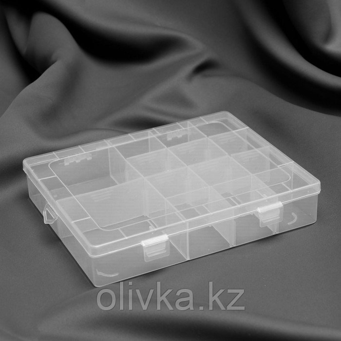 Органайзер для рукоделия, со съёмными ячейками, 14 отделений, 21 × 17 × 4 см, цвет прозрачный - фото 3 - id-p110915693