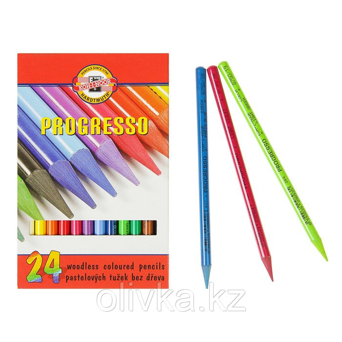 Карандаши художественные 24 цвета, Koh-I-Noor PROGRESSO 8758, цветные, цельнографитные, в картонной коробке - фото 1 - id-p110911387