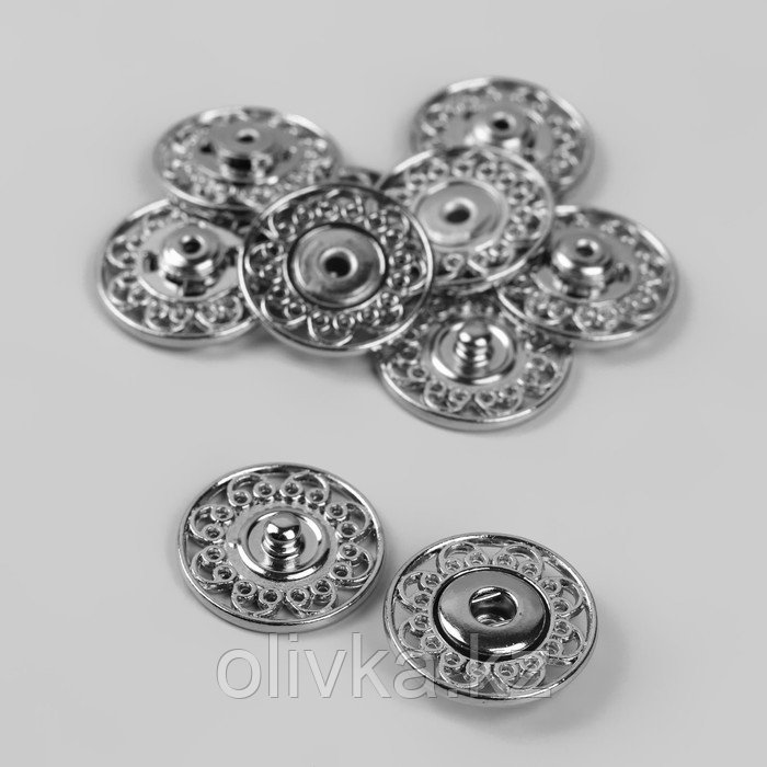 Кнопки пришивные декоративные, d = 21 мм, 5 шт, цвет серебряный - фото 1 - id-p110923068