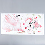 Наклейка пластик интерьерная цветная "Фламинго в балетной пачке с цветами" 30х60 см, фото 2