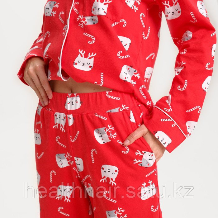Пижама новогодняя женская (рубашка и брюки) KAFTAN Cats, размер 48-50 - фото 1 - id-p110954384
