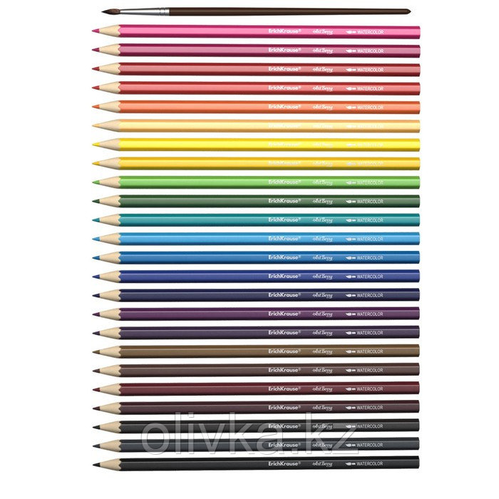 Карандаши акварельные 24 цвета, ErichKrause ArtBerry, с кисточкой, шестигранные, суперъяркий грифель диаметром - фото 3 - id-p110909540