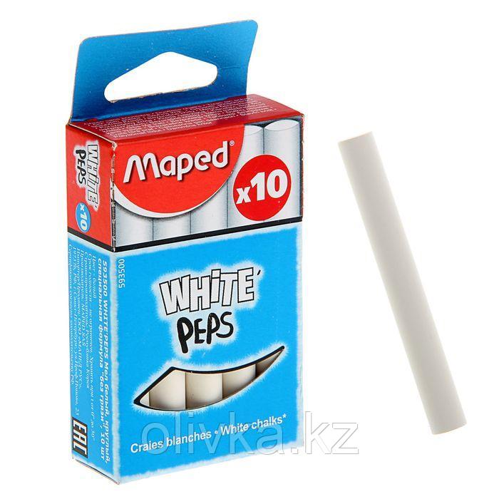 Мелки белые Maped White'Peps, в наборе 10 штук, круглые, специальная формула "без грязи" - фото 1 - id-p110910493