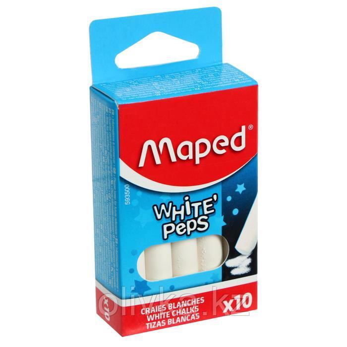 Мелки белые Maped White'Peps, в наборе 10 штук, круглые, специальная формула "без грязи" - фото 5 - id-p110910493