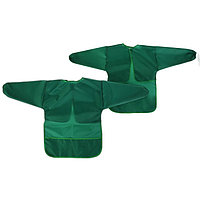 Фартук-накидка с рукавами для труда, 610 х 440 мм, 3 кармана, рост 120-146 см, Calligrata, зелёный, длина