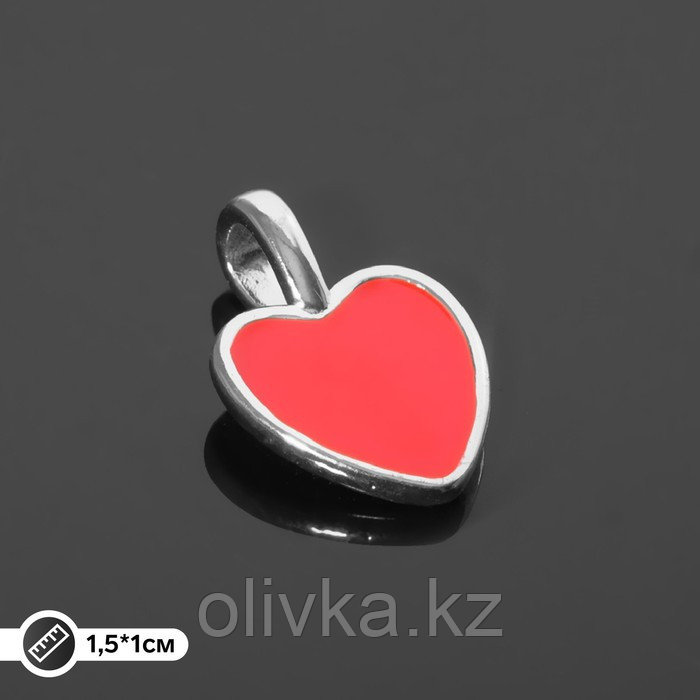 Подвеска родированная "Сердечко", цвет красный в серебре - фото 1 - id-p110947143