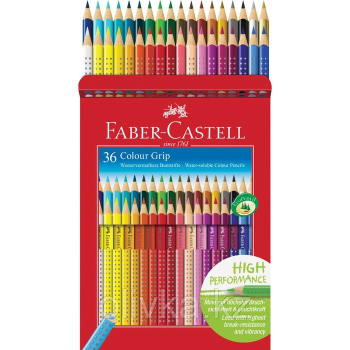 Карандаши цветные Faber-Castell "Grip", 36 цветов, трехгранные, заточенные, в картонной коробке с европодвесом - фото 3 - id-p110930607