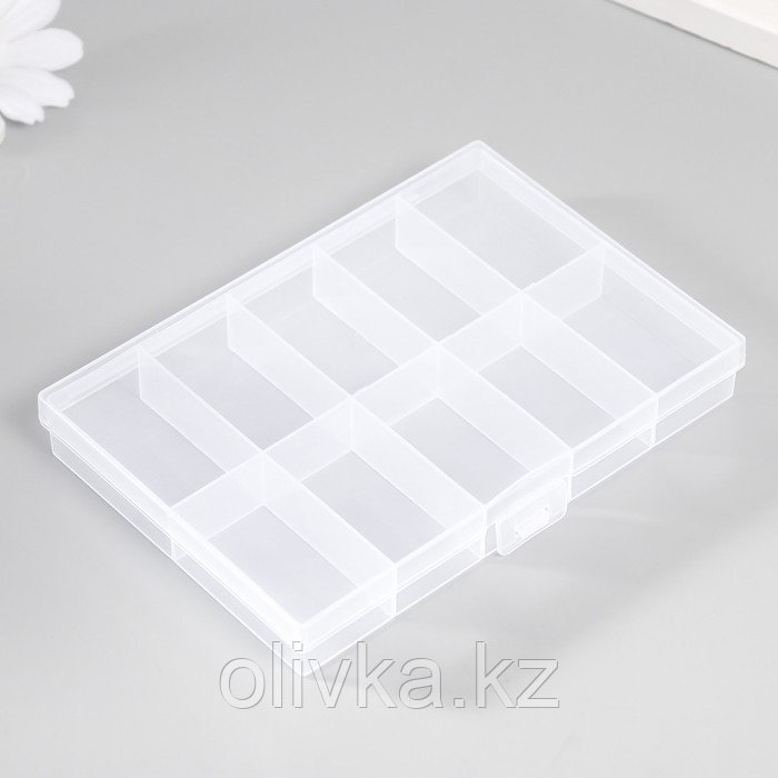 Шкатулка пластик для мелочей "Прямоугольная" прозрачная 10 отделений 9х13х1,7 см - фото 1 - id-p110945157