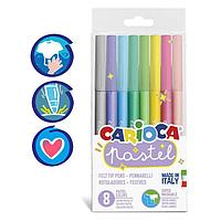 Фломастеры 8 цветов Carioca Pastel, 1,0-4,7 мм, пастельная палитра, смываемые, ПВХ, европодвес